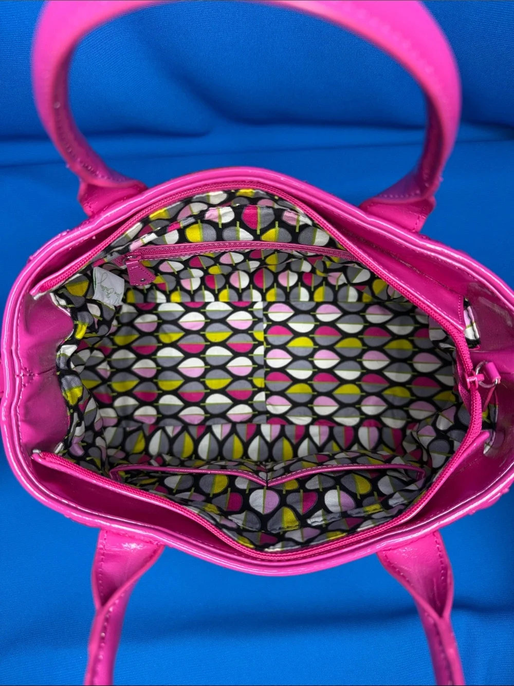 VERA BRADLEY DIAMOND QUILTED TRIMMED TRAPEZE FUCHSIA / PINK SATCHEL HANDBAG